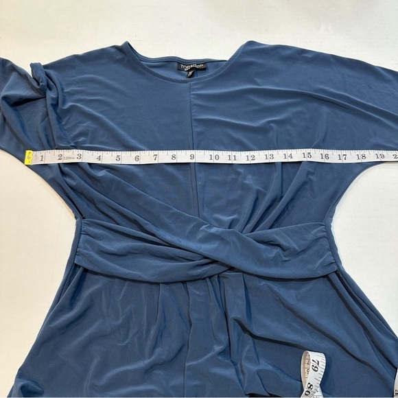 Topshop Midi Dress Knot Twist Front Teal Blue Short Sleeve Size 4 B33#49 - Picture 10 of 12